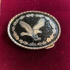 Belt buckle Black and Silver Bald Eagle